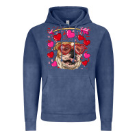 Vintage Denim valentine's day  brown english bulldog Vintage Hoodie - RanaPortraitStore
