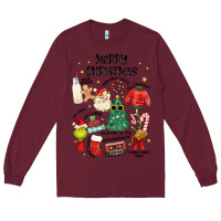 Burgundy merry christmas Long Sleeve Tee - MaliasSmallBusiness