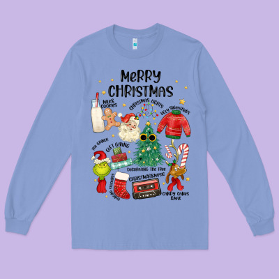 Merry Christmas Long Sleeve Tee Designed By Maliassmallbusiness