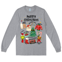 Heather Grey merry christmas Long Sleeve Tee - MaliasSmallBusiness