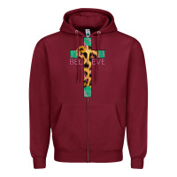 Burgundy Believe Cross Zipper Hoodie - Bettercallsaul
