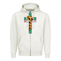 Oatmeal Heather Believe Cross Zipper Hoodie - Bettercallsaul