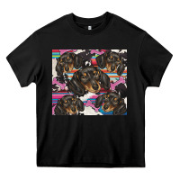Black dachshund Heavy Core Tee - BarkalooDesign