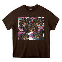 Chocolate Brown dachshund Heavy Core Tee - BarkalooDesign