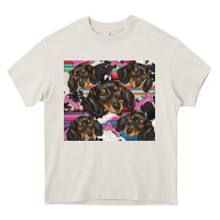 Cream dachshund Heavy Core Tee - BarkalooDesign