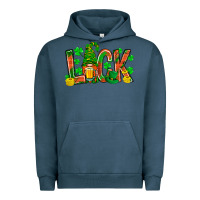 Pigment Midnight Navy luck with gnome and beer bbs Urban Hoodie - BundleAndBundleShop