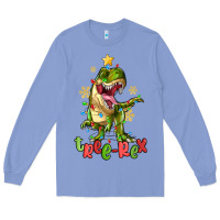 Colony Blue tree rex trex christmas dinosaur Long Sleeve Tee - MaliasSmallBusiness
