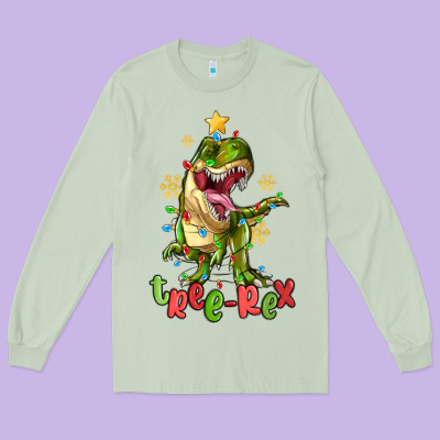 Tree Rex Trex Christmas Dinosaur Long Sleeve Tee Designed By Maliassmallbusiness