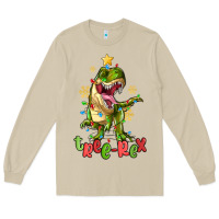 Mushroom tree rex trex christmas dinosaur Long Sleeve Tee - MaliasSmallBusiness