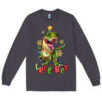 Smoke tree rex trex christmas dinosaur Long Sleeve Tee - MaliasSmallBusiness