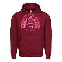 Burgundy Valentines Day Rainbow Zipper Hoodie - Bettercallsaul