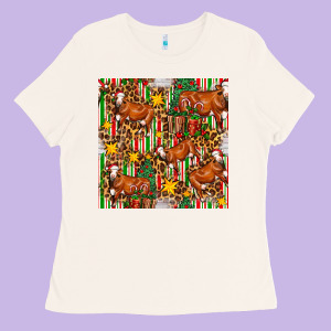 Christmas Leopard Cow With Gift Boxes Ladies Tee Designed By Fadigitalartstudio