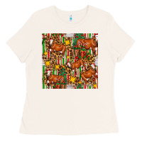 Bone christmas leopard cow with gift boxes Ladies Tee - FaDigitalArtStudio