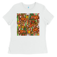 White christmas leopard cow with gift boxes Ladies Tee - FaDigitalArtStudio