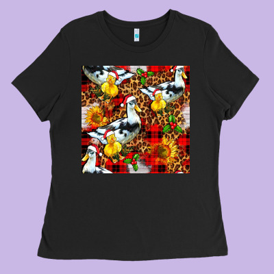 Christmas Leopard Duck Ladies Tee Designed By Fadigitalartstudio