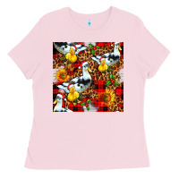 Bubblegum Pink christmas leopard duck Ladies Tee - FaDigitalArtStudio