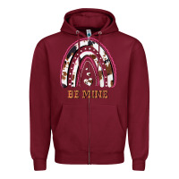 Burgundy Valentines Day Rainbow, Valentines Day Rainbow Cowhide, Zipper Hoodie - Bettercallsaul