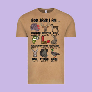 God Says I Am Hunting Vintage Tee Designed By Maliassmallbusiness