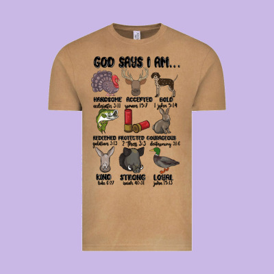 God Says I Am Hunting Vintage Tee Designed By Maliassmallbusiness