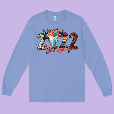 2022 Senior Bull Skull Long Sleeve Tee Designed By Jahusdesignshop