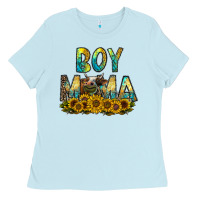 Baby Blue boy mama Ladies Tee - CowhideDigitalArt