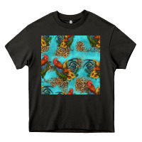 Asphalt rooster and sunflowers seamless pattern Heavy Core Tee - HRA Design Shop