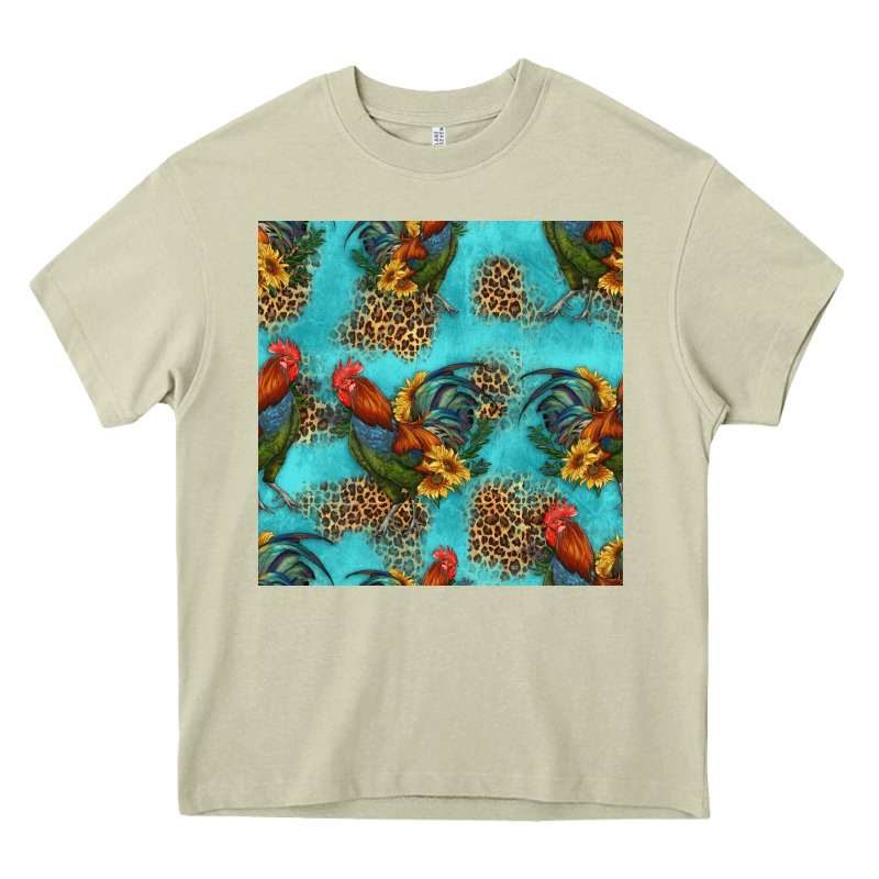 Rooster And Sunflowers Seamless Pattern Heavy Core Tee by HRA Design Shop | Teevron