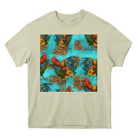 Mossy rooster and sunflowers seamless pattern Heavy Core Tee - HRA Design Shop