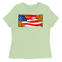 Matcha usa flag and sunflower license plate Ladies Tee - HRA Design Shop