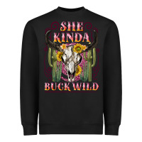Black she kinda buck wild with bull skull Heavyweight Sweatshirt - NancyCooperArtShop