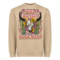 Mushroom she kinda buck wild with bull skull Heavyweight Sweatshirt - NancyCooperArtShop