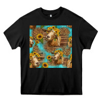 Black goat sunflowers seamless pattern Heavy Core Tee - HRA Design Shop