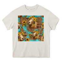 Cream goat sunflowers seamless pattern Heavy Core Tee - HRA Design Shop