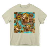 Mossy goat sunflowers seamless pattern Heavy Core Tee - HRA Design Shop