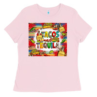 Bubblegum Pink tacos and tequila Ladies Tee - RanaPortraitStore