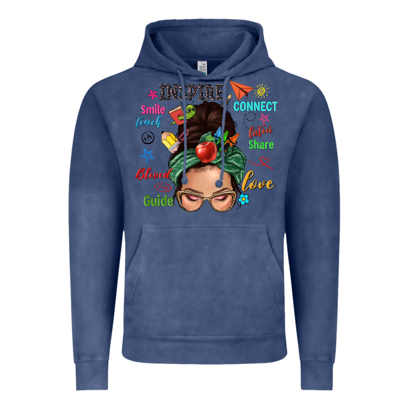 Teacher Messy Bun Caucasian Vintage Hoodie by NancyCooperArtShop | Teevron