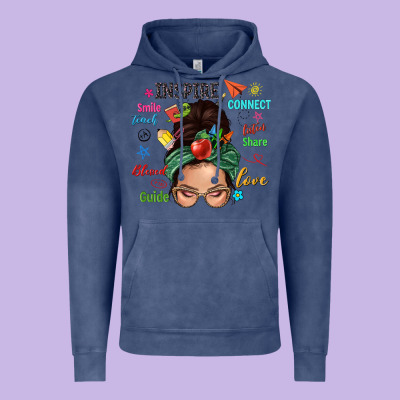 Teacher Messy Bun Caucasian Vintage Hoodie Designed By Nancycooperartshop
