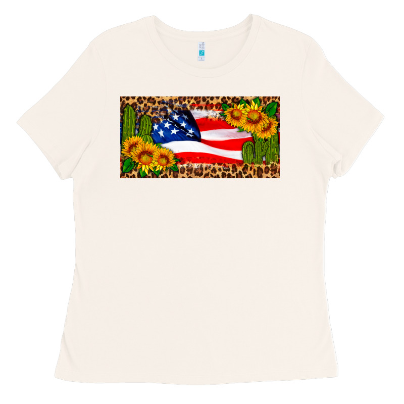 Usa Flag And Cactus License Plate Ladies Tee by HRA Design Shop | Teevron