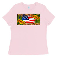Bubblegum Pink usa flag and cactus license plate Ladies Tee - HRA Design Shop
