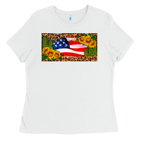 White usa flag and cactus license plate Ladies Tee - HRA Design Shop
