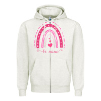 Oatmeal Heather Valentines Day Rainbow Zipper Hoodie - Bettercallsaul