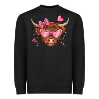 Black valentines day long haired cow Heavyweight Sweatshirt - MaliasSmallBusiness
