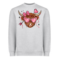 Heather Grey valentines day long haired cow Heavyweight Sweatshirt - MaliasSmallBusiness