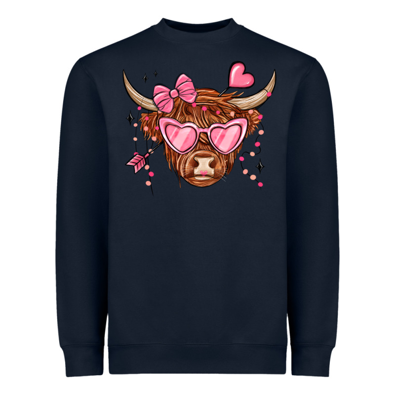 Valentines Day Long Haired Cow Heavyweight Sweatshirt by MaliasSmallBusiness | Teevron