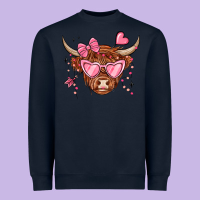 Valentines Day Long Haired Cow Heavyweight Sweatshirt Designed By Maliassmallbusiness