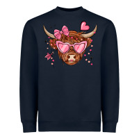 Navy valentines day long haired cow Heavyweight Sweatshirt - MaliasSmallBusiness