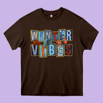 Winter Vibes Heavy Core Tee Designed By Fadigitalartstudio
