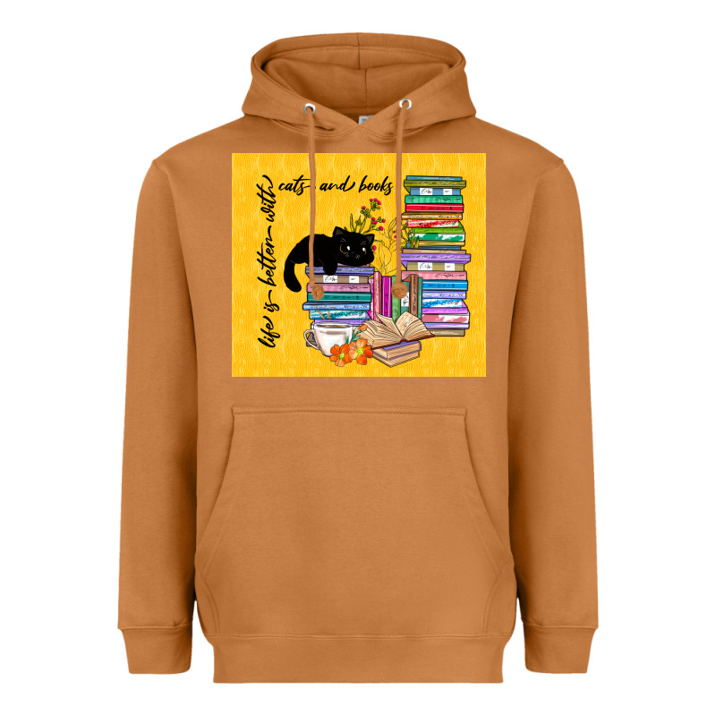 Life Is Better With Cats And Books Heavyweight Hoodie by TumblerDesignByShophia | Teevron