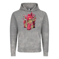 Cloud Rock Pink winter long haired Cow Vintage Hoodie - NancyCooperArtShop