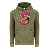 Vintage Olive Pink winter long haired Cow Vintage Hoodie - NancyCooperArtShop